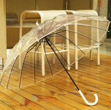 Big Long Handle 16 Rib Transparent Umbrella 0 - Tophatter Daily Deals