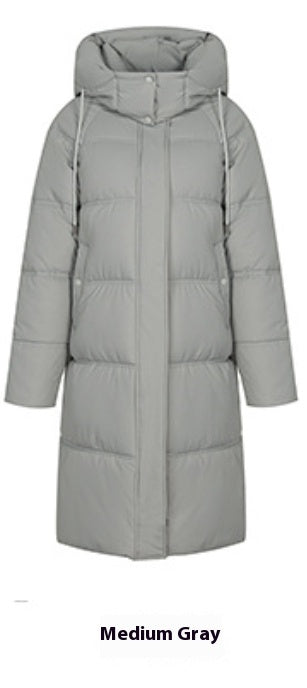 Insulating Women’s Long Puffer Coat - Hooded Quilted Winter Medium Gray 3D Changing Face Moving Picture Frame - Tophatter Daily Deals