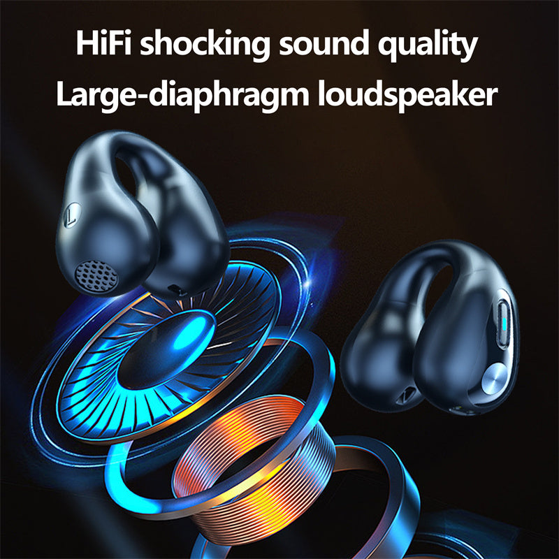 Bone Conduction Headphones TWS Earbuds Ear Clip Bluetooth 5.3 Touch Wireless Earphone In-Ear Bass HIFI Sports Headset 0 - Tophatter Daily Deals