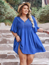 Plus Size Openwork Button Up V-Neck Short Sleeve Dress Casual Dresses - Tophatter Daily Deals