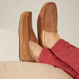 Australian Shearling Tread Men's Moccasin Slippers - Tophatter Daily Deals