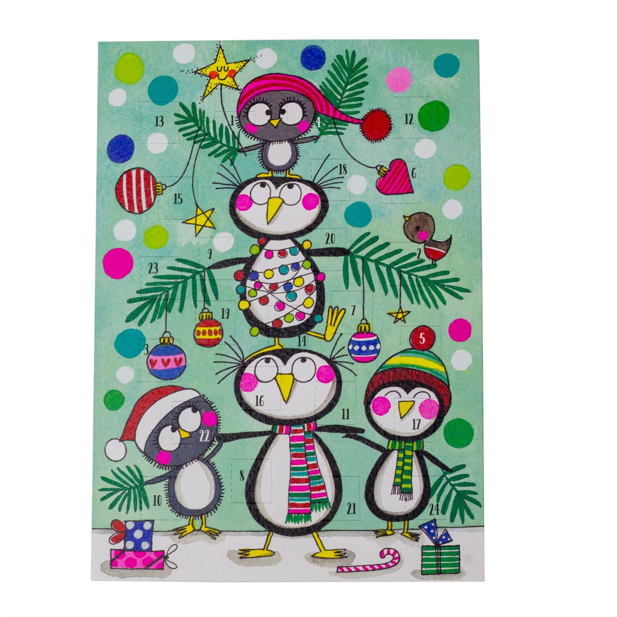 Penguin Christmas Tree - Christmas Advent Calendar Greetings Card & Envelope Advent Calendar - Tophatter Daily Deals