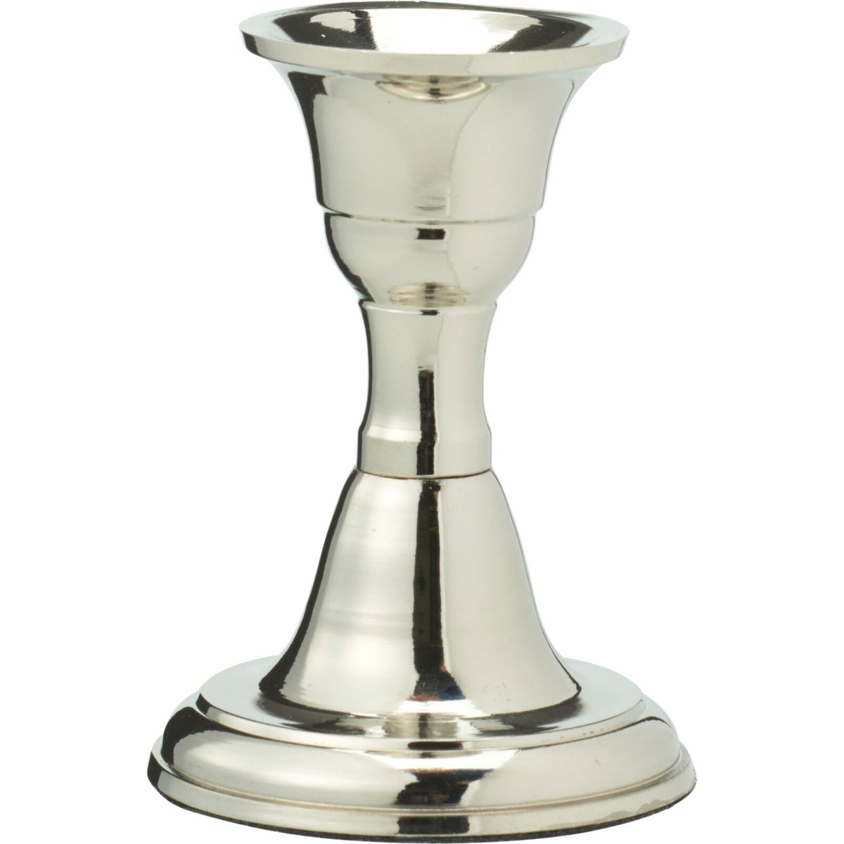 Silver Metal Candlestick | Silver Effect Short Candle Holder Stand - 8cm Candlestick - Tophatter Daily Deals