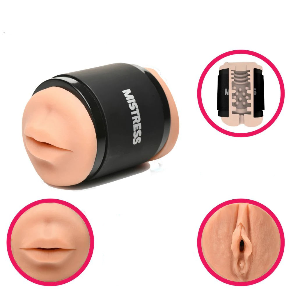 Mistress Double Shot Mini Masturbators Mouth and Pussy Medium Tone > Sex Toys For Men > Masturbators > Manual - Tophatter Daily Deals