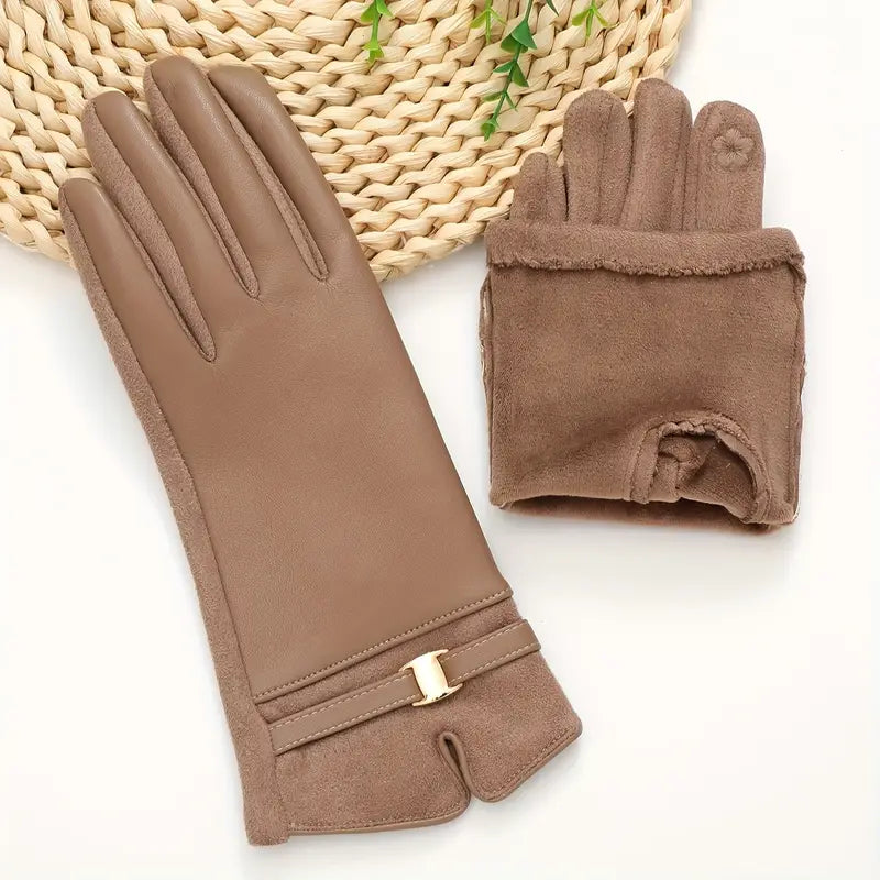 Waterproof Women’s Gloves - Slim Faux Leather, Lined - Tophatter Daily Deals