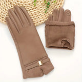 Waterproof Women’s Gloves - Slim Faux Leather, Lined - Tophatter Daily Deals