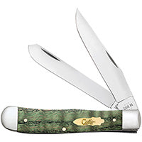 Case Trapper - Smooth Kelly Green Curly Oak - 64070 Traditional Knives - Tophatter Daily Deals