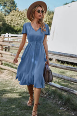 Tassel Tie Flutter Sleeve Dress Casual Dresses - Tophatter Daily Deals