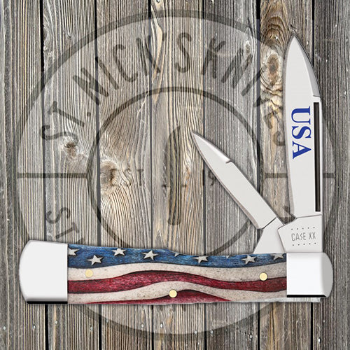 Case Gunstock - Patriotic Smooth Natural Bone - 64140 Traditional Knives - Tophatter Daily Deals
