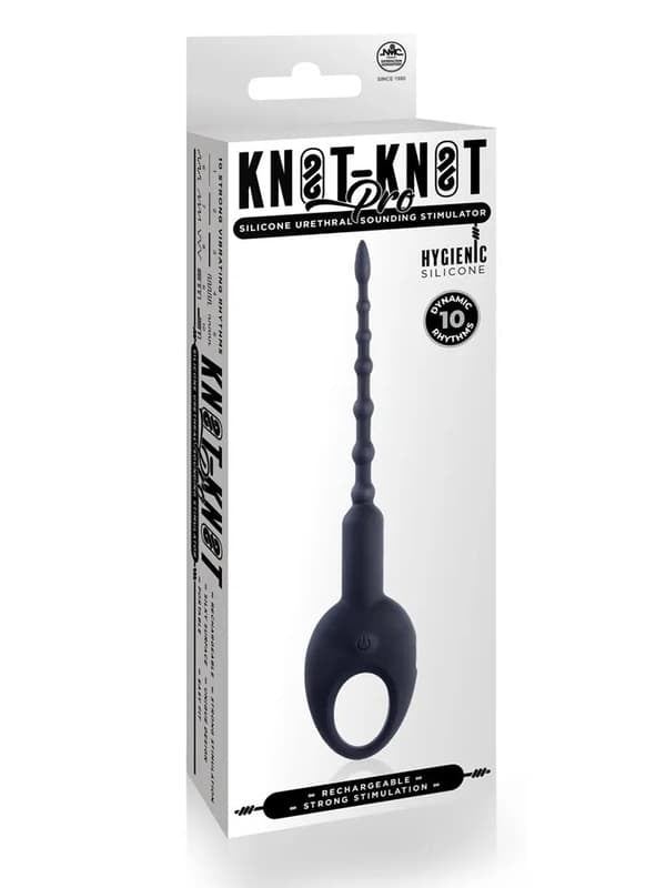 Knot-Knot Pro (Black) – Silicone Vibrating Urethral Plug with 10 Vibration Patterns > Sex Toys For Men > Sounding Rods - Tophatter Daily Deals