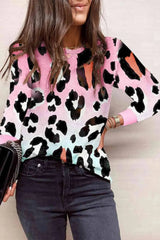 Full Size Printed Round Neck Long Sleeve T-Shirt Coral Women's T-Shirts - Tophatter Daily Deals