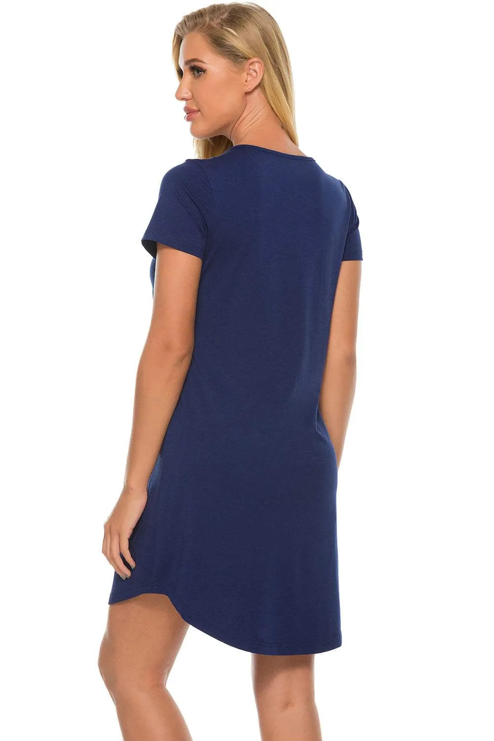 Graphic Round Neck Short Sleeve Lounge Dress Sleep Dresses - Tophatter Daily Deals