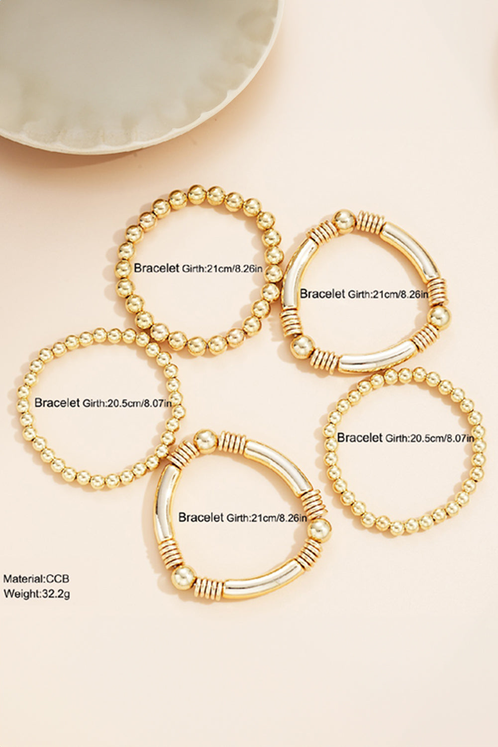 Gold 5Pcs Minimalist Beaded Bracelet Set Bracelets - Tophatter Daily Deals