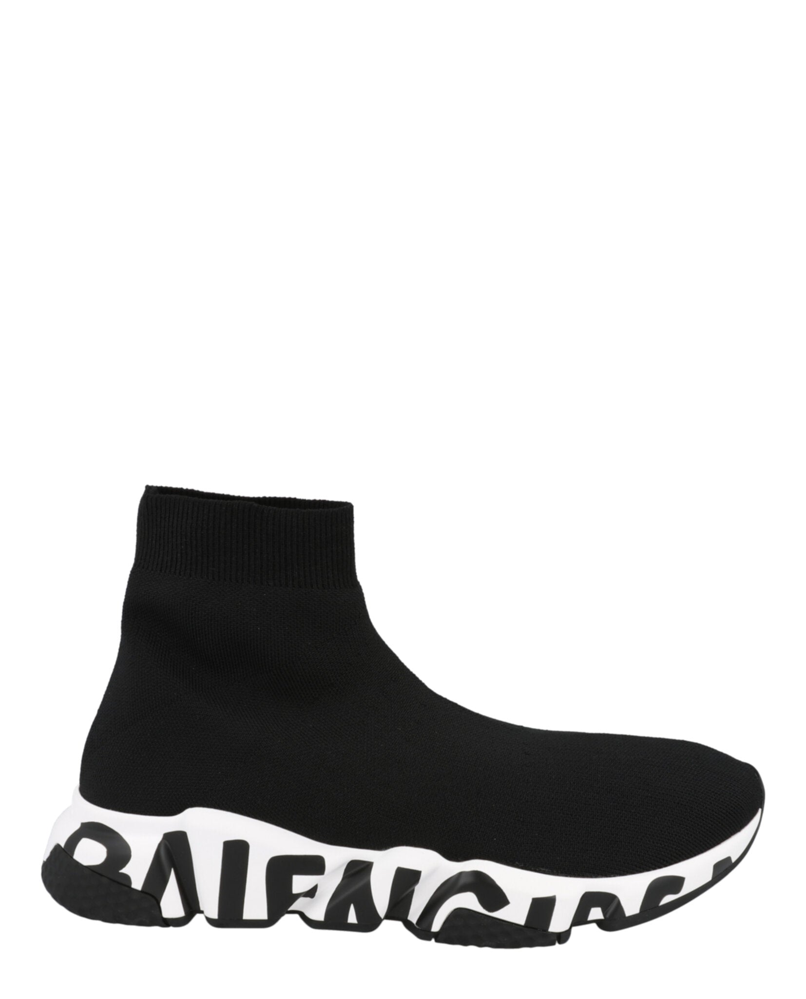 Balenciaga Speed Graffiti Knit High Top Sock Sneakers Black Footwear - Tophatter Daily Deals