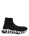 Balenciaga Speed Graffiti Knit High Top Sock Sneakers Black Footwear - Tophatter Daily Deals