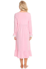 Lace Detail Square Neck Flounce Sleeve Night Dress Sleep Dresses - Tophatter Daily Deals