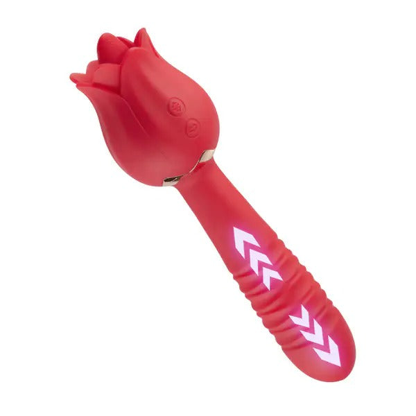 Acmejoy Red Rose Low Noise 5 Thrusting & Vibrating 7 Tongue Licking Vibrator Vibrators - Tophatter Daily Deals