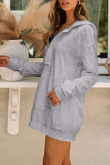 Drawstring Half Zip Hooded Dress Casual Dresses - Tophatter Daily Deals