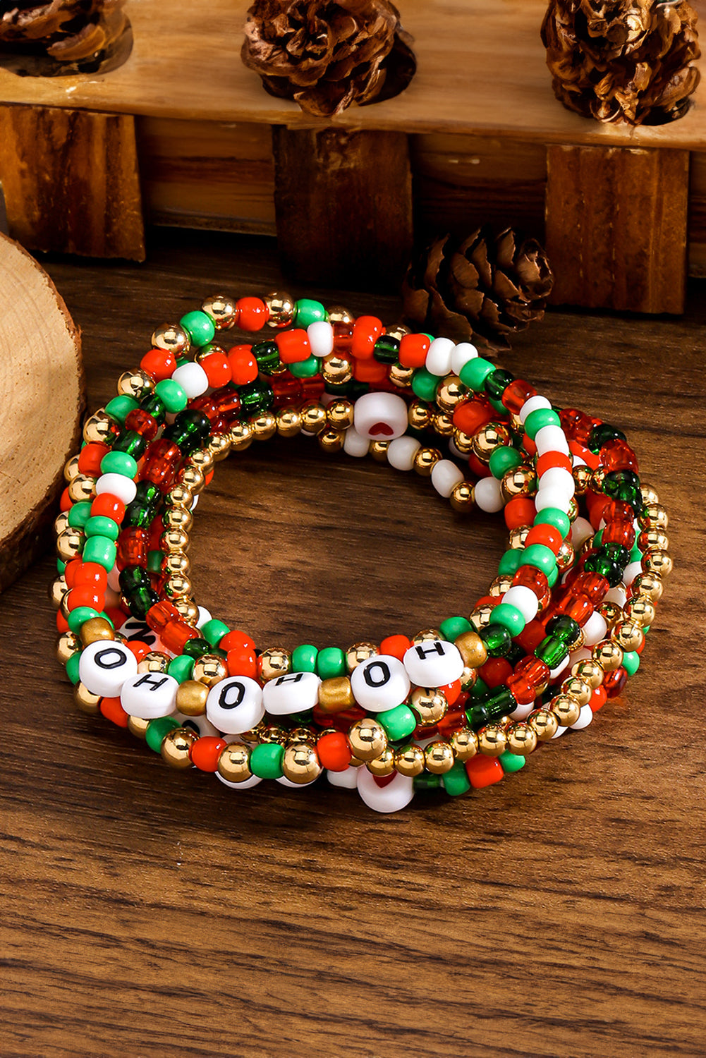 Fiery Red HO HO HO MERRY Beaded Multi-Layer Bracelet Bracelets - Tophatter Daily Deals