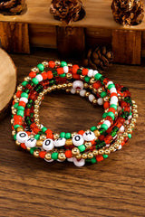 Fiery Red HO HO HO MERRY Beaded Multi-Layer Bracelet Bracelets - Tophatter Daily Deals