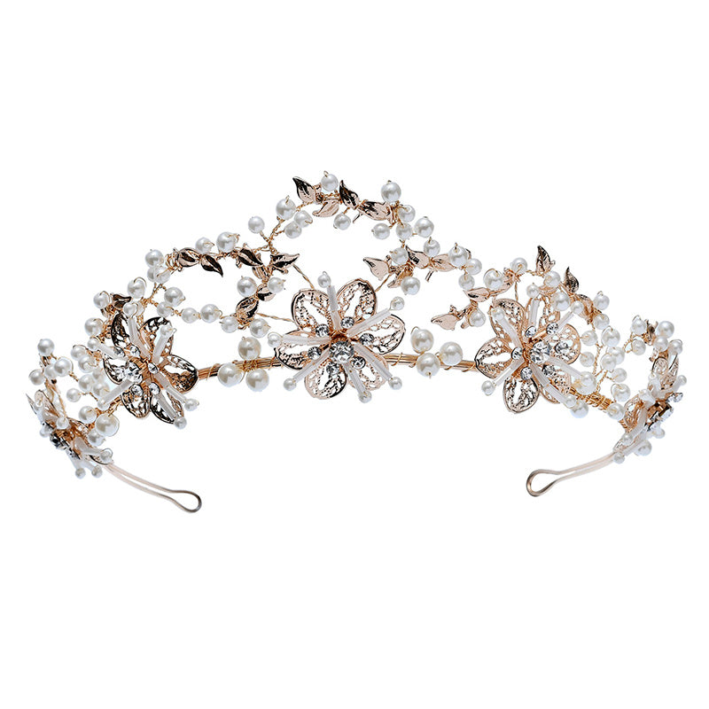 Bridal Jewelry Pearl Crystal Exquisite Headdress KC Gold Crown 36X6CM 0 - Tophatter Daily Deals