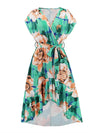 Ruffled Tied Floral Surplice Dress Casual Dresses - Tophatter Daily Deals