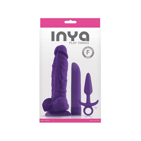 INYA Play Things Set of Plug, Dildo & Vibrator - Purple - Tophatter Daily Deals