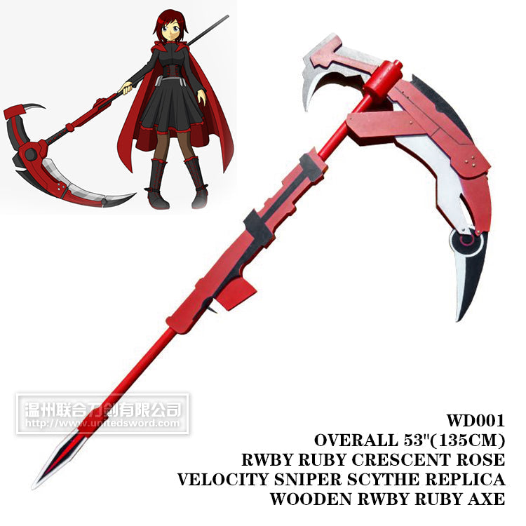 RWBY - Crescent Rose Sniper Scythe (Cosplay Safe Wood) Scythe - Tophatter Daily Deals