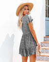 Printed V-Neck Buttoned Short Sleeve Mini Dress Casual Dresses - Tophatter Daily Deals