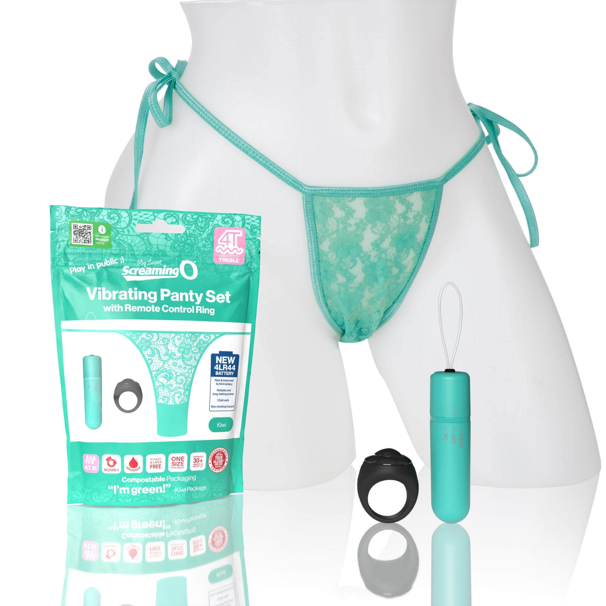 Vibrating Panty Set W/ Remote Ring 4t High Pitch Treble (Kiwi) > Sex Toys For Ladies > Panty Vibes - Tophatter Daily Deals
