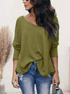 V-Neck Long Sleeve T-Shirt Matcha Green Women's T-Shirts - Tophatter Daily Deals