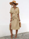 Tied Slit Short Sleeve Dress Casual Dresses - Tophatter Daily Deals