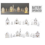 LED Christmas Village | 10-Piece Wooden Christmas Scene with 4 Light-Up Houses LED Fireplace - Tophatter Daily Deals