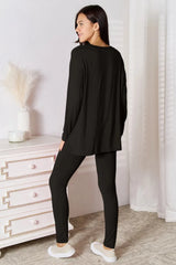Basic Bae Full Size V-Neck Soft Rayon Long Sleeve Top and Pants Lounge Set Loungewear Sets - Tophatter Daily Deals