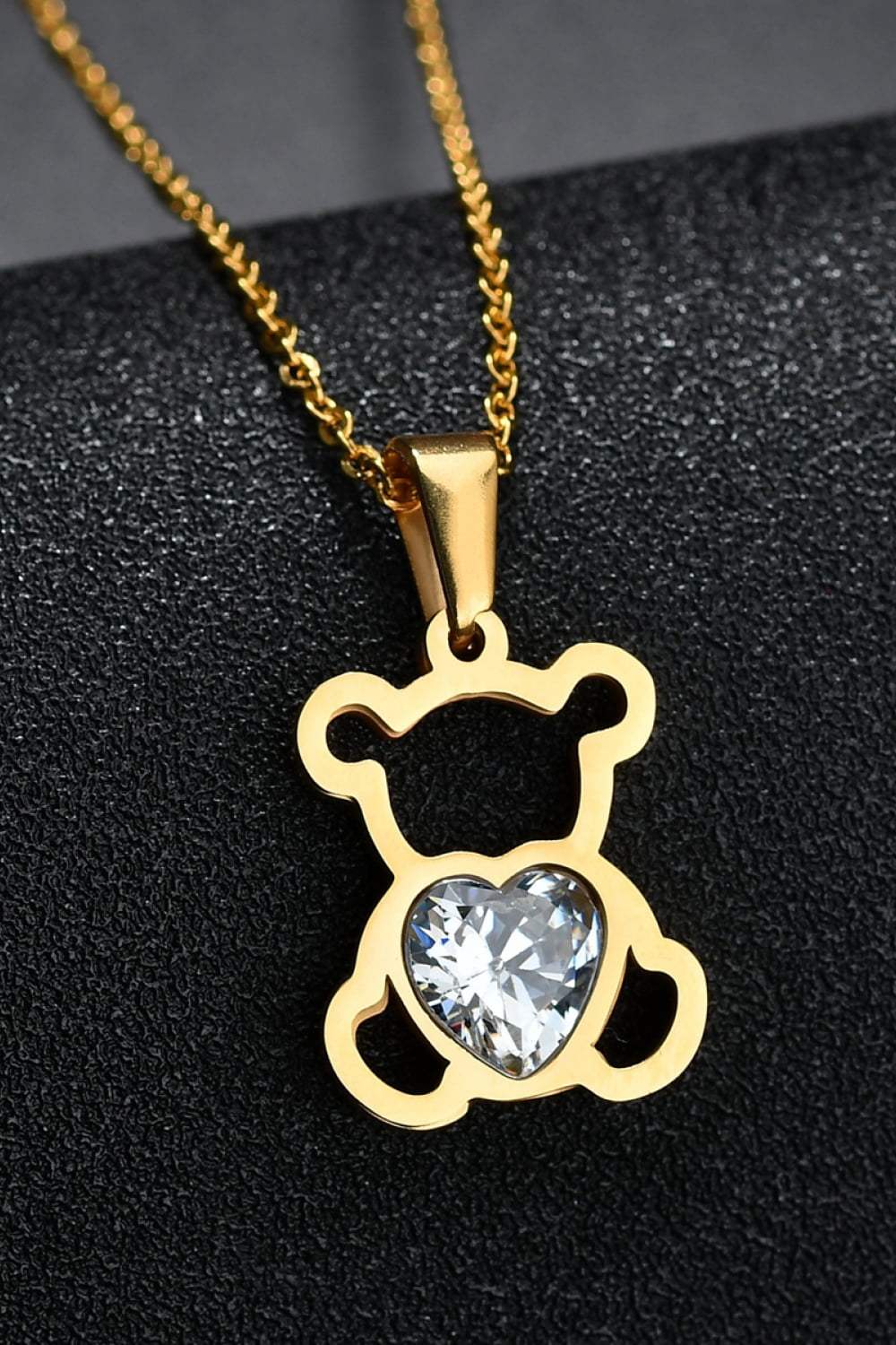 Bear Pendant Stainless Steel Necklace Gold One Size Necklaces - Tophatter Daily Deals