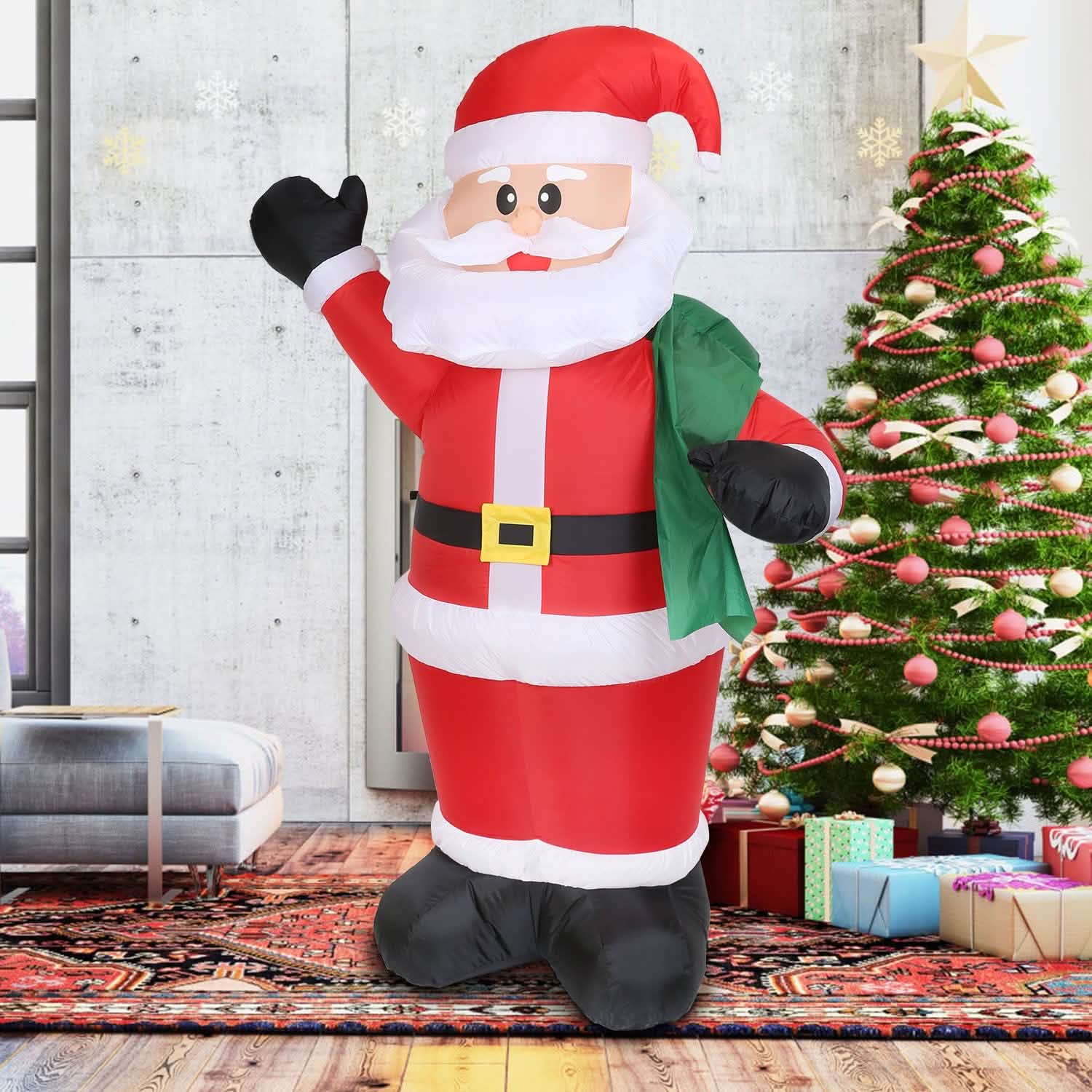 6.4ft Inflatable Christmas Giant Santa Claus Seasonal Decor - Tophatter Daily Deals