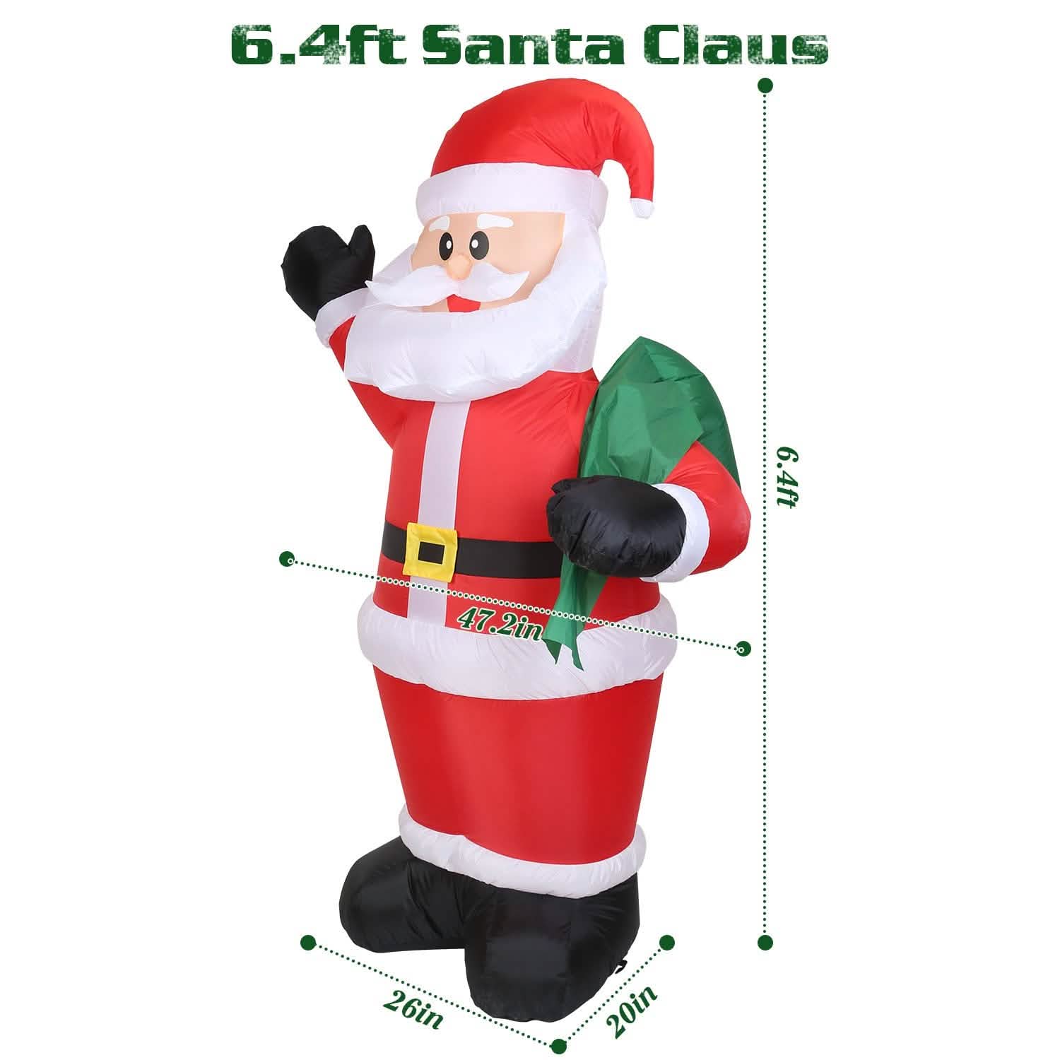 6.4ft Inflatable Christmas Giant Santa Claus Seasonal Decor - Tophatter Daily Deals