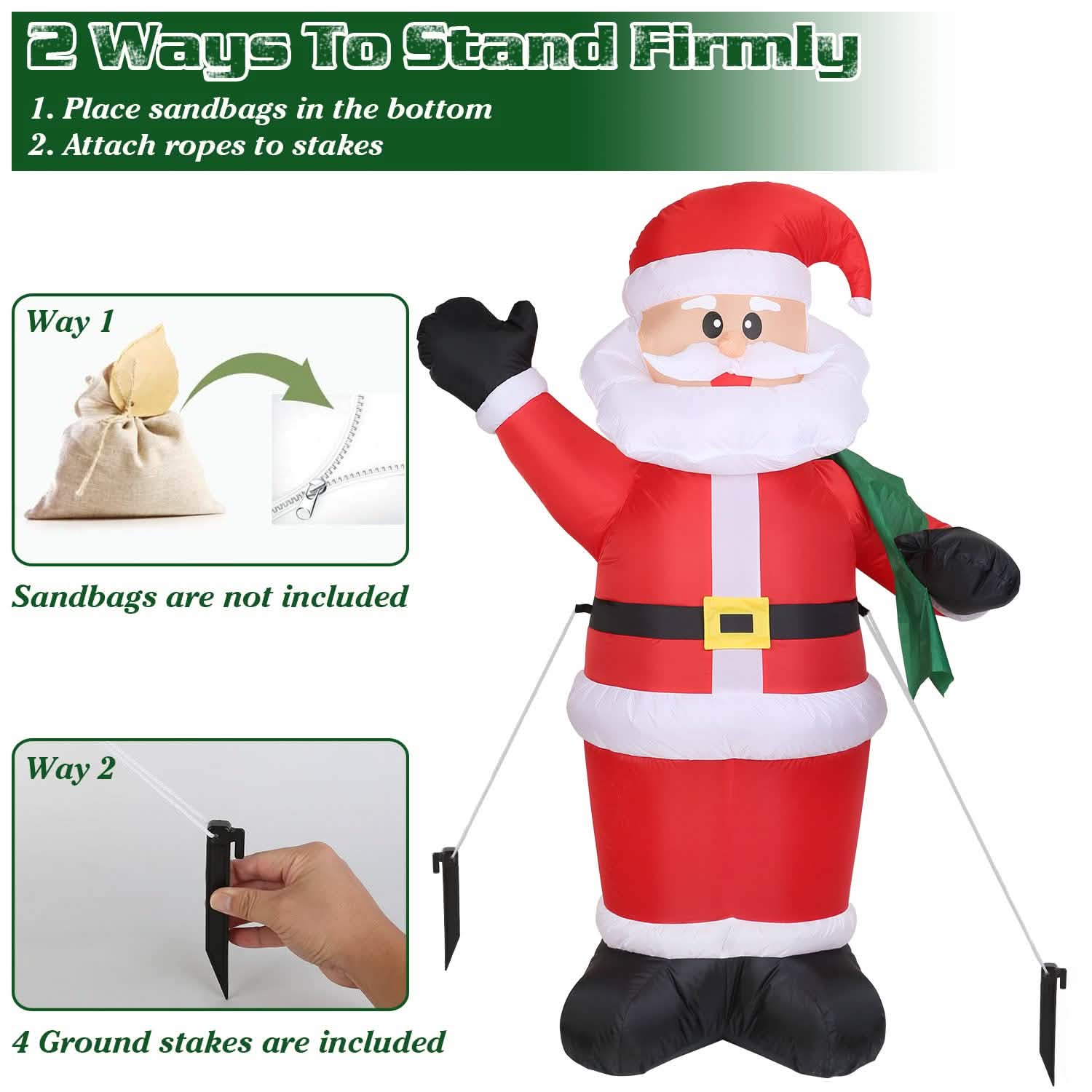 6.4ft Inflatable Christmas Giant Santa Claus Seasonal Decor - Tophatter Daily Deals