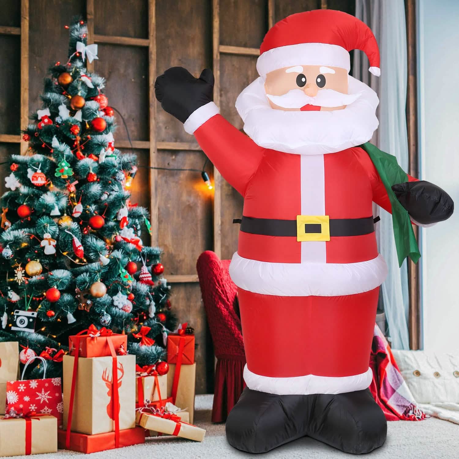 6.4ft Inflatable Christmas Giant Santa Claus Seasonal Decor - Tophatter Daily Deals