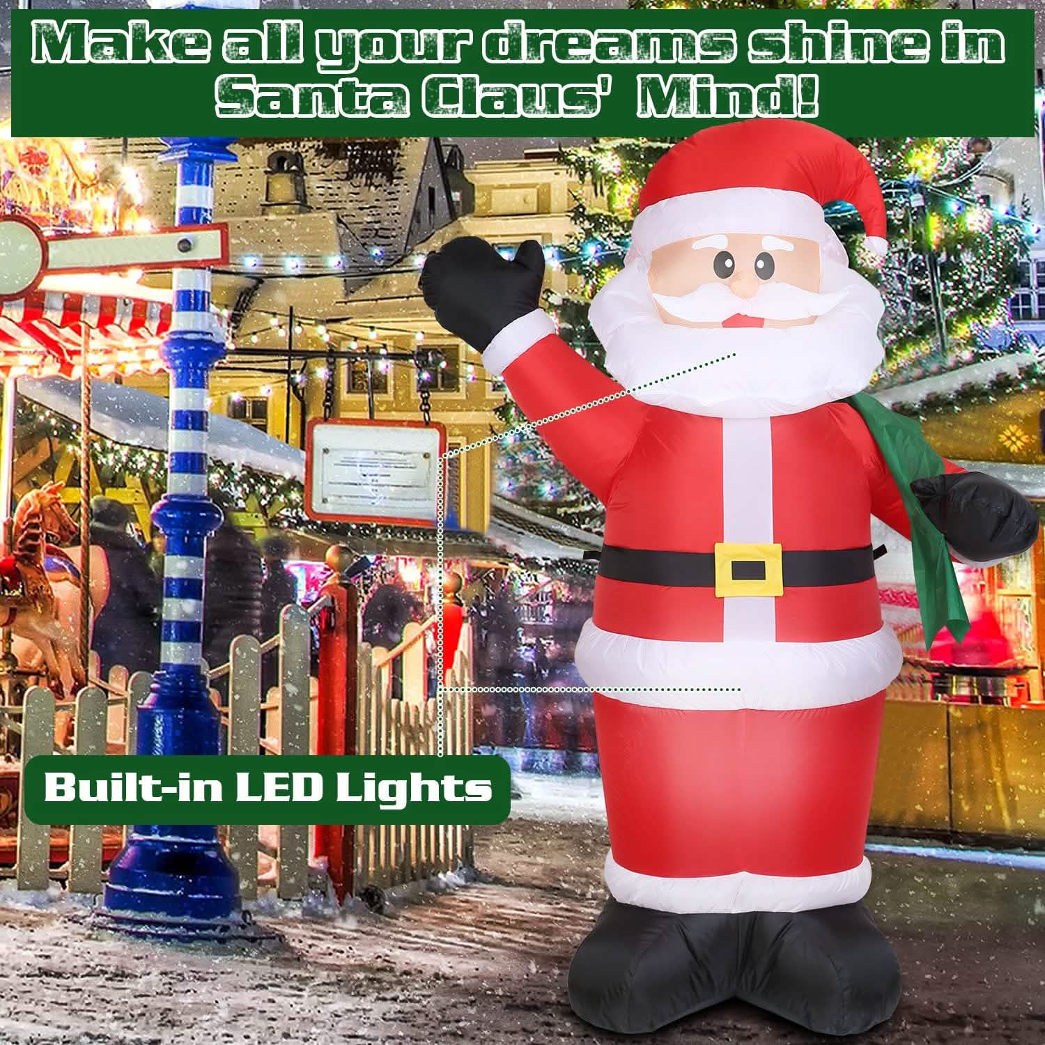 6.4ft Inflatable Christmas Giant Santa Claus Seasonal Decor - Tophatter Daily Deals