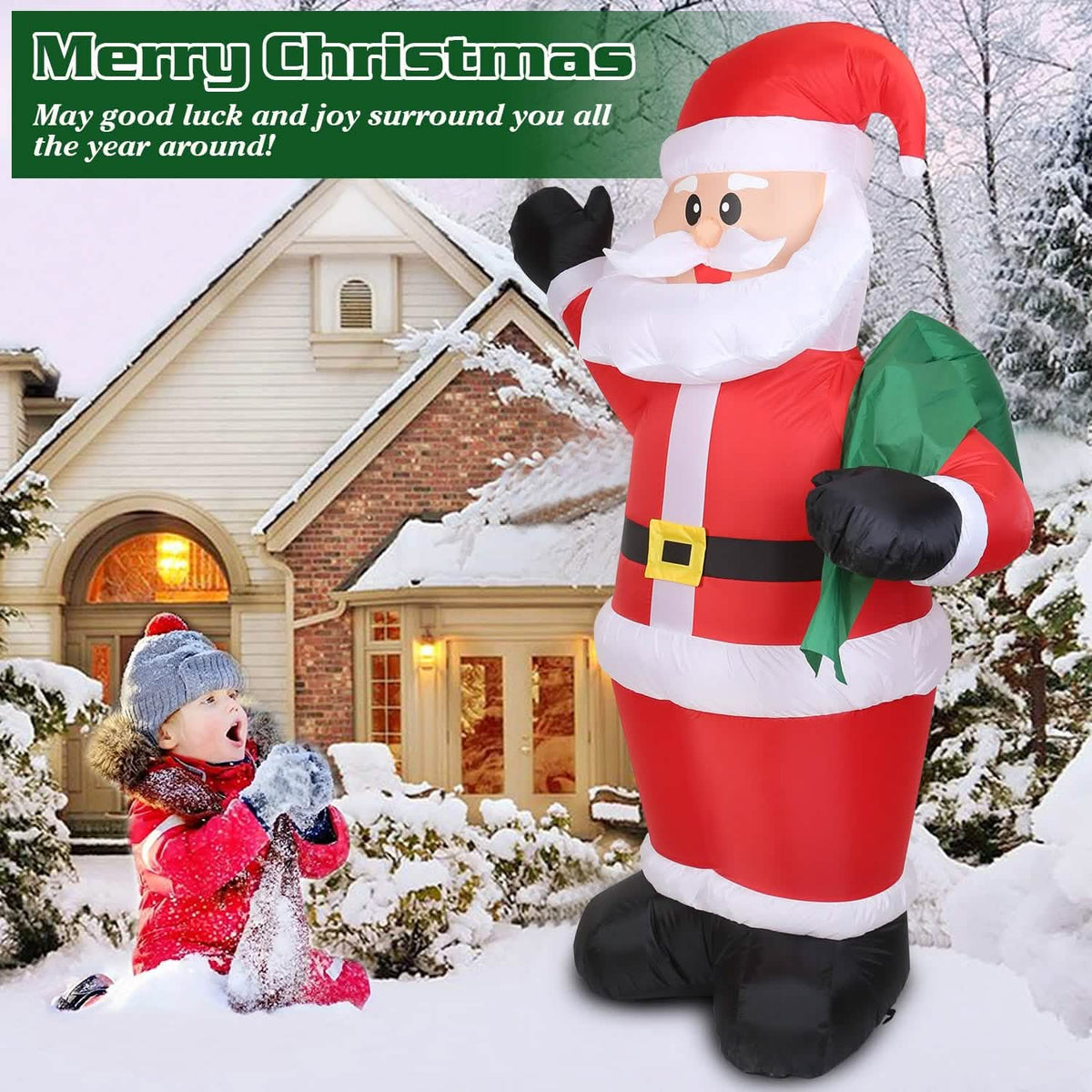 6.4ft Inflatable Christmas Giant Santa Claus Seasonal Decor - Tophatter Daily Deals