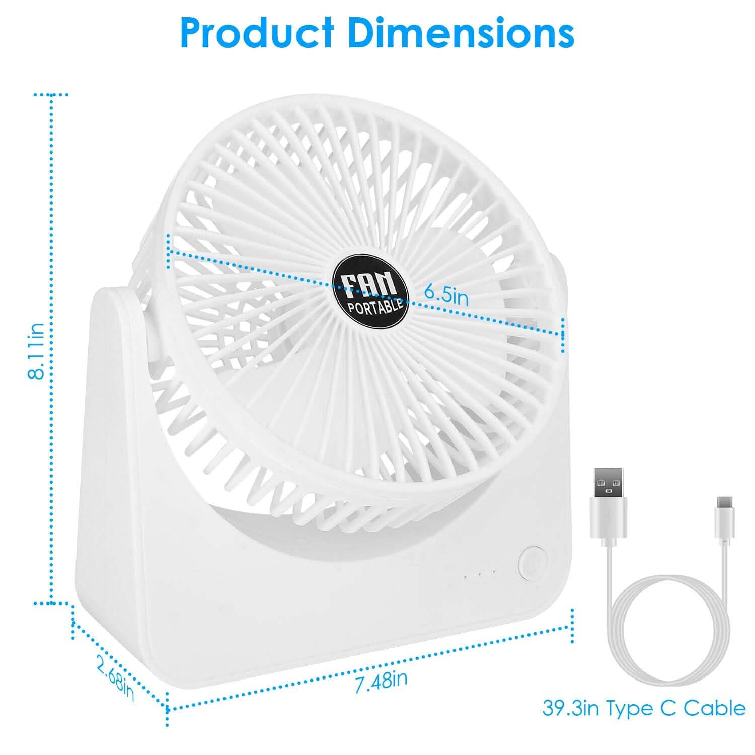 6.5" Desk Fan USB Powered 3 Speeds Household Appliances - Tophatter Daily Deals