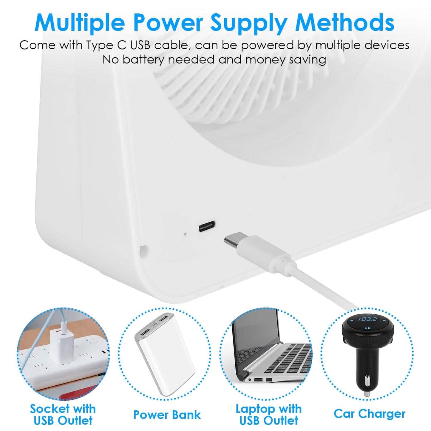 6.5" Desk Fan USB Powered 3 Speeds Household Appliances - Tophatter Daily Deals
