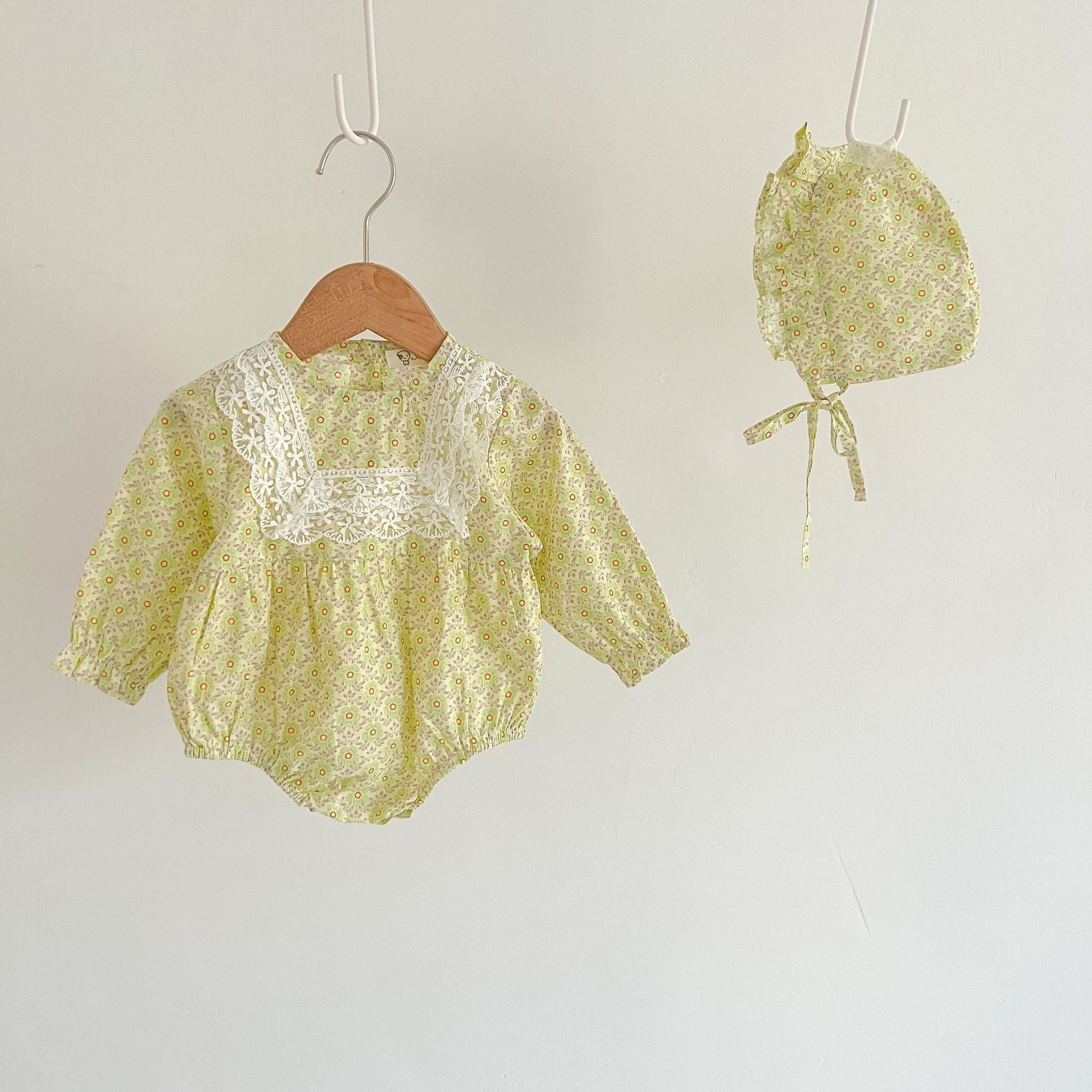 Baby Girl Triangle Jumpsuit Harness Long-sleeved Package Farting Clothes Green 0 - Tophatter Daily Deals