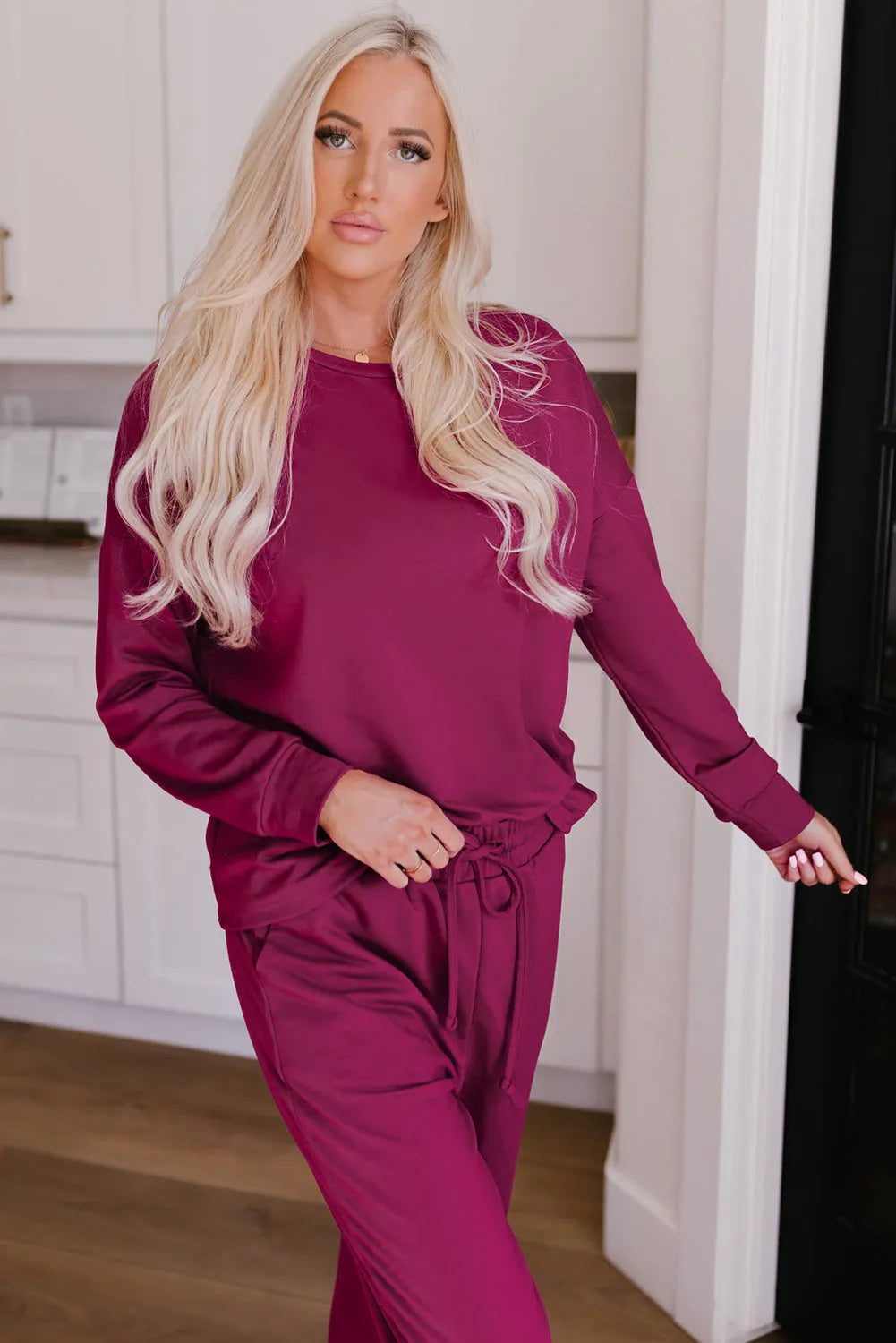 Long Sleeve Pullover and Jogger Pants Lounge Set Loungewear & Sleepwear/Loungewear - Tophatter Daily Deals