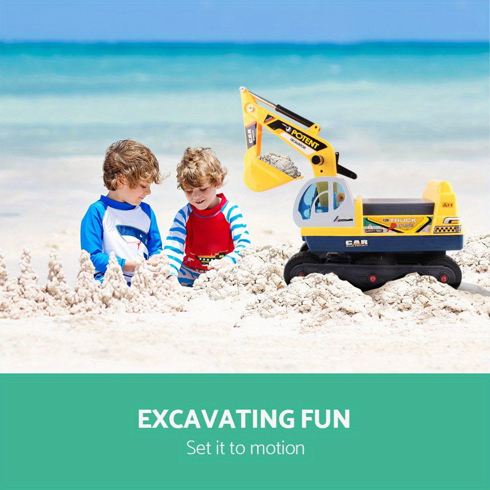 Ride-On Excavator Toy with Helmet Push & Pedal Riding Vehicles - Tophatter Daily Deals