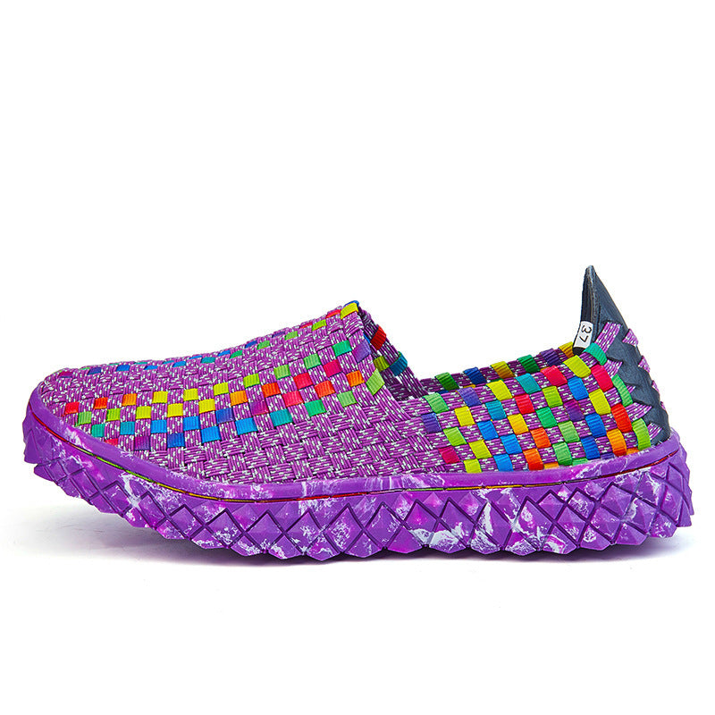 Braided Shoes Men's Casual Sports Shoes Elastic Loafers Purple 0 - Tophatter Daily Deals