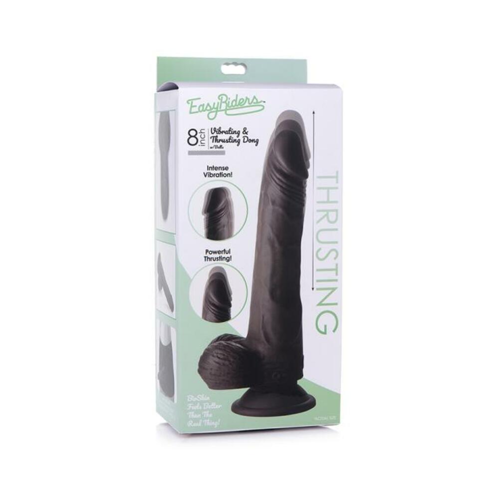 Easy Riders 8 Thrusting Dildo With Balls Dark - Tophatter Daily Deals