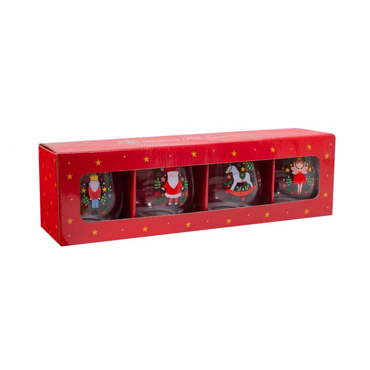 Santa & The Nutcracker Christmas Glasses | Set of 4 Festive Drinks Tumblers Glasses - Tophatter Daily Deals