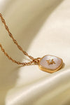 Inlaid Shell Square Pendant Necklace Necklaces - Tophatter Daily Deals